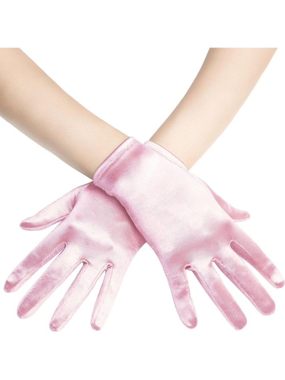 Women's Pink 1920s Bridal Tea Party Wedding Short Satin Opera Gloves
